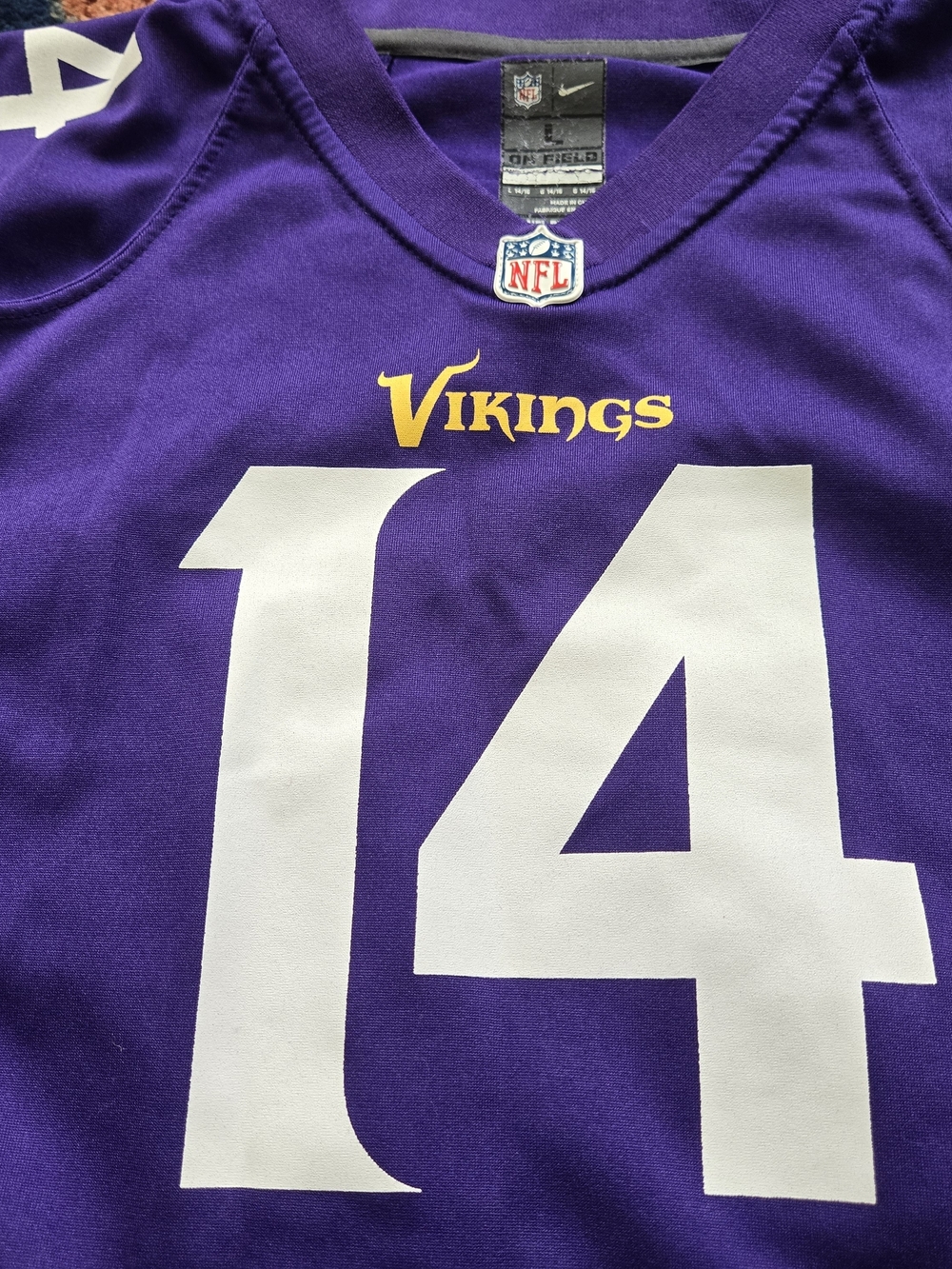 Nike NFL Vikings Stefon Diggs #14 Youth Large Jersey Purple On Field - Picture 4 of 5